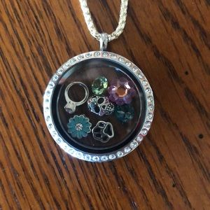 Origami owl necklace with charms
